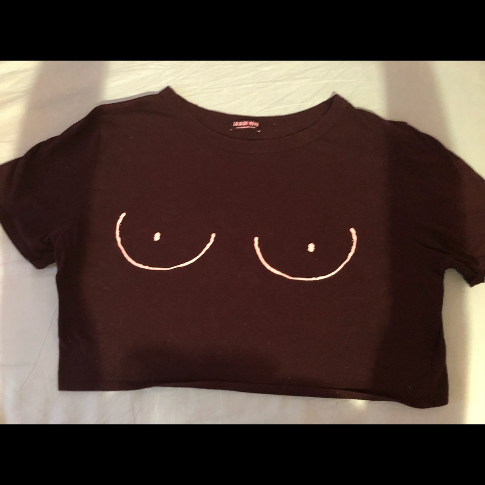 Fashion nova Black crop top breast cancer t- shirt